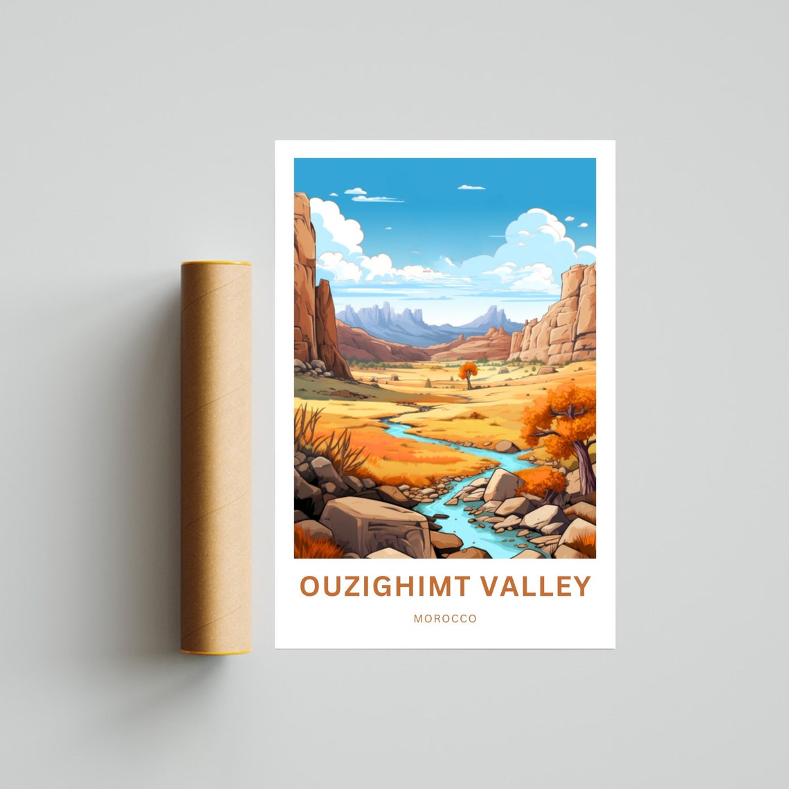Ouzighimt Valley Morocco Desert Stream Orange Trees Canyon Poster - Image 4