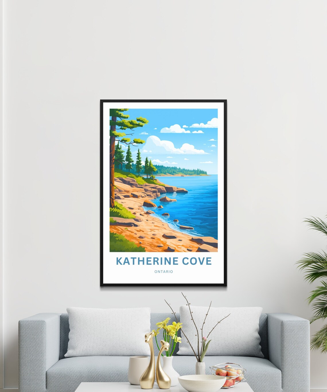 Katherine Cove Ontario Pine Forest Rocky Shoreline Scene Poster - Image 3