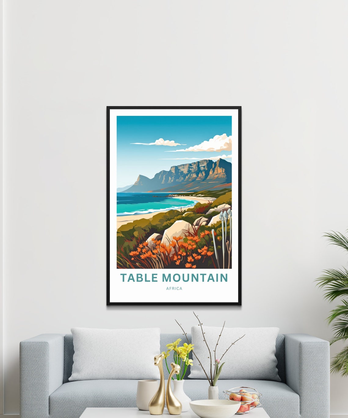 Personalized Table Mountain Travel Print Table Mountain Poster Africa Wall Art Framed Present Gift Africa Present - Image 2