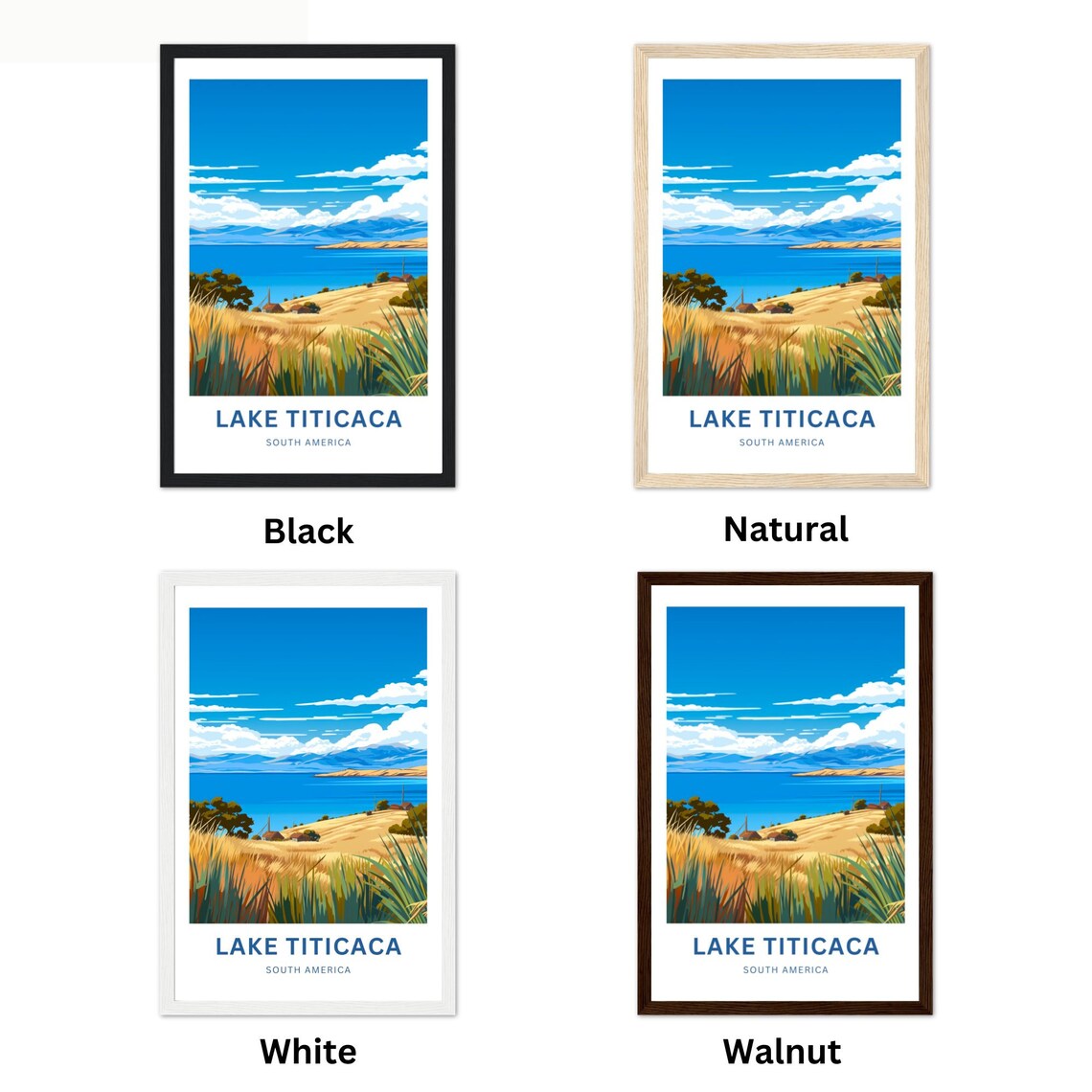 Lake Titicaca South America Highland Golden Hillside Lake View Poster - Image 2