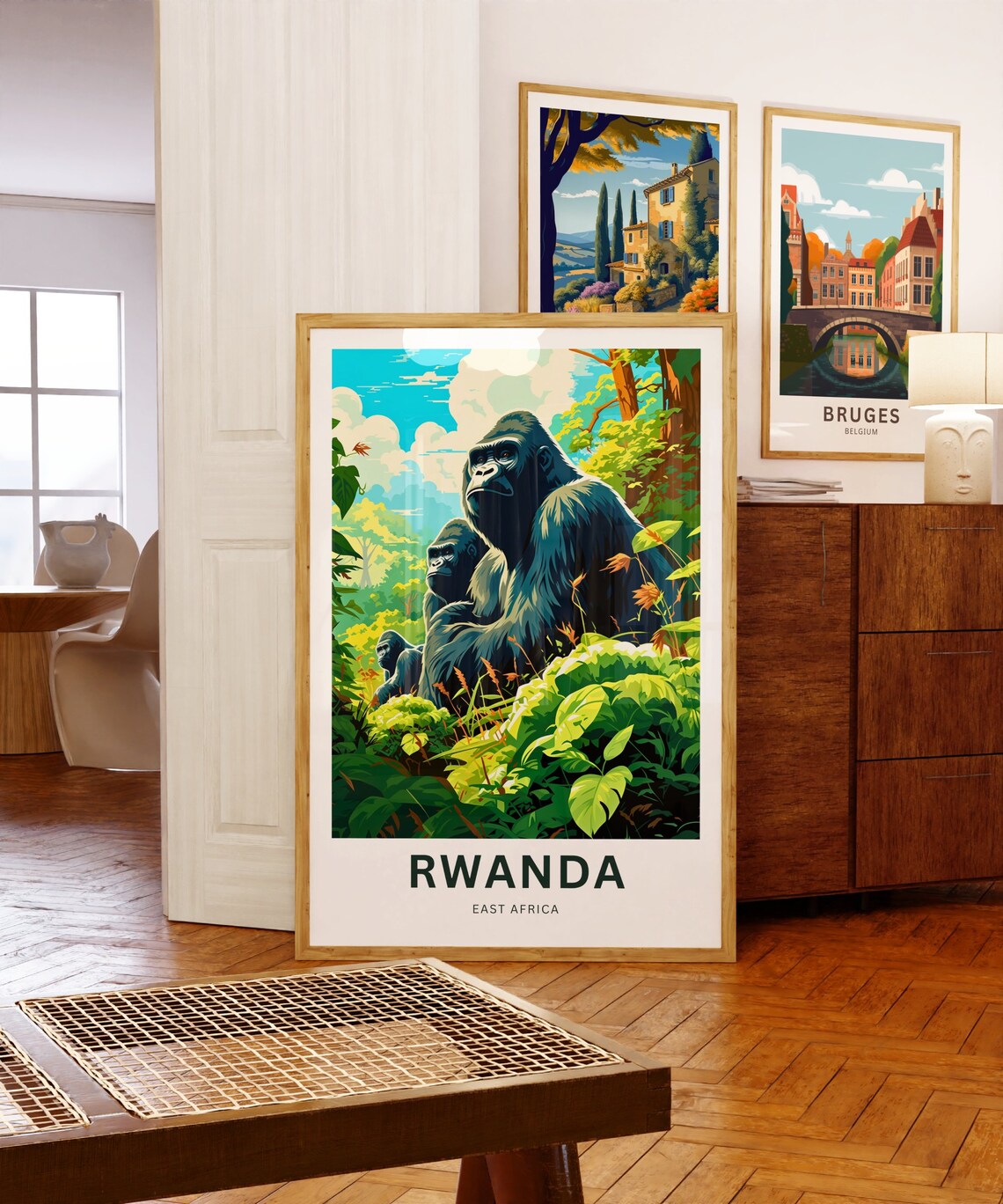 Rwanda Mountain Gorilla Jungle Troop East Africa Travel Poster - Image 5