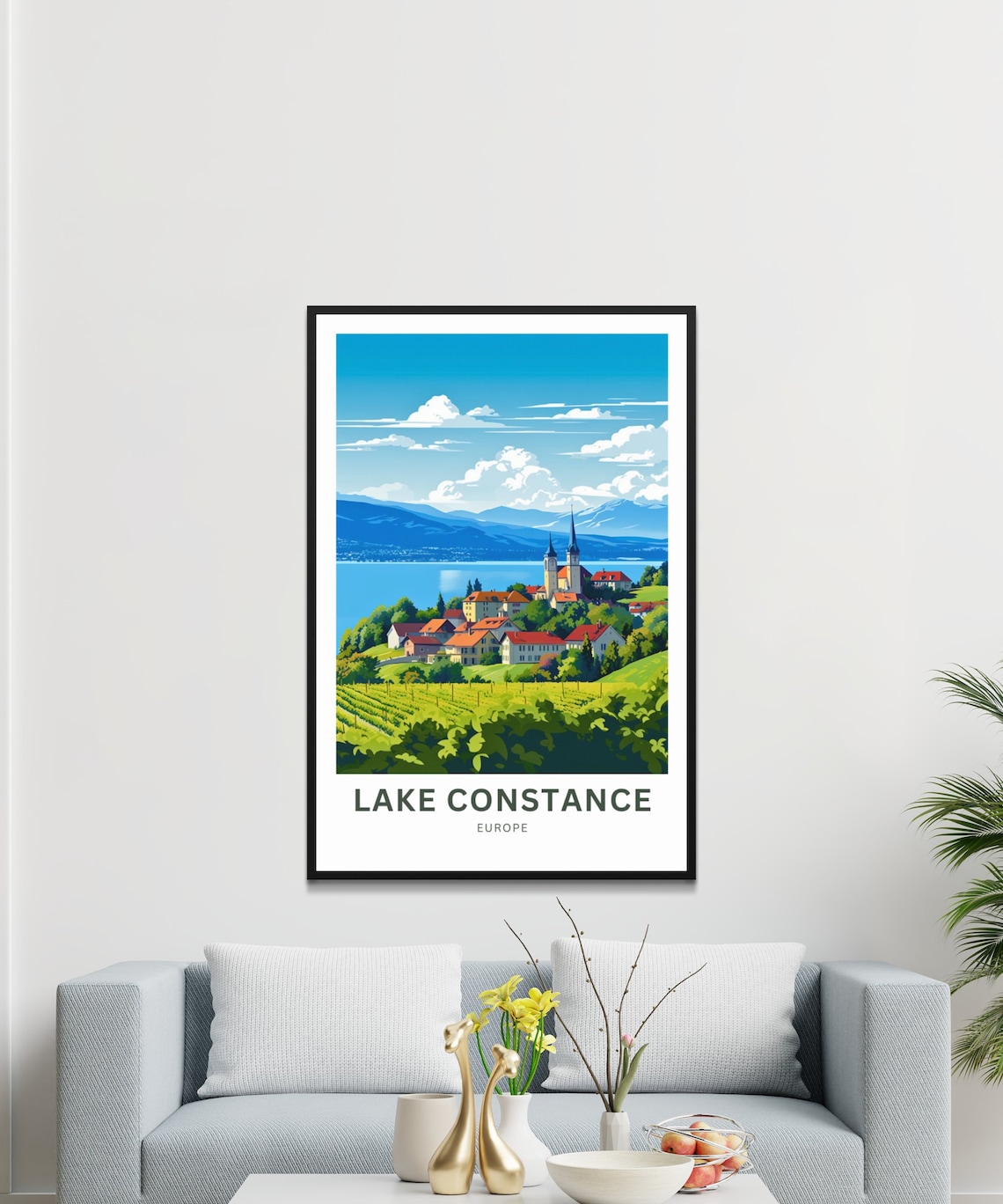 Lake Constance Europe Lakeside Village Vineyard Hills Travel Poster - Image 2