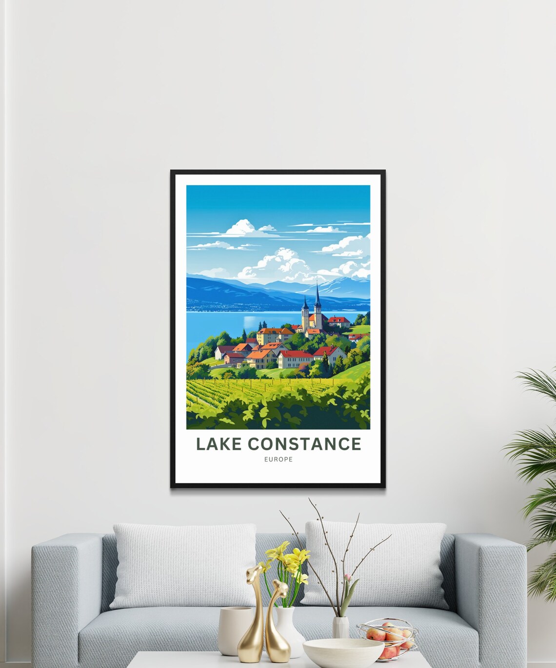 Lake Constance Vineyard Village Personalized Europe Travel Poster - Image 2