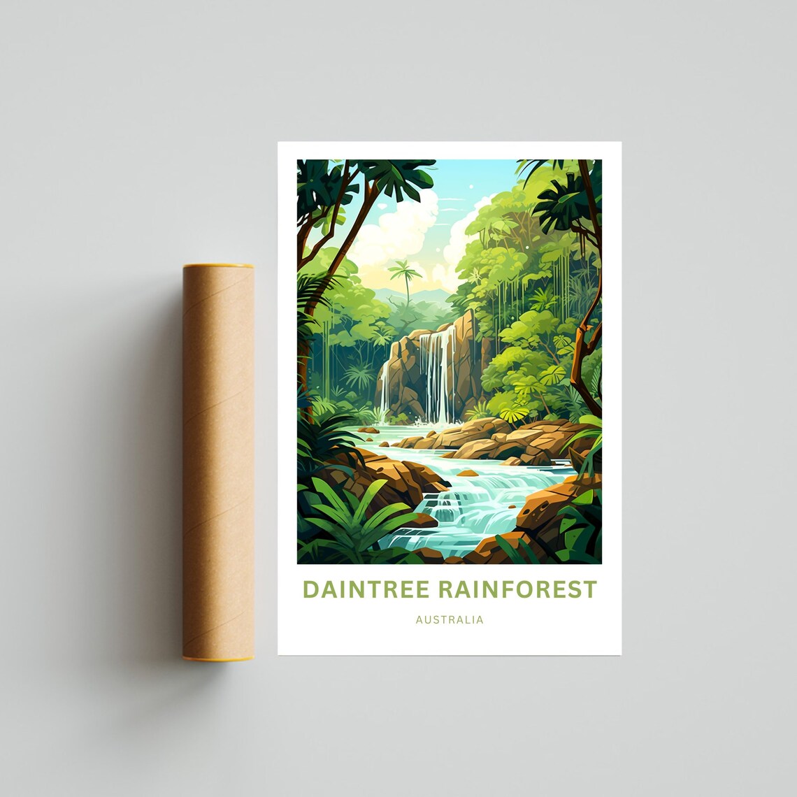 Daintree Rainforest Australia Jungle Waterfall Cascading Stream Poster - Image 4