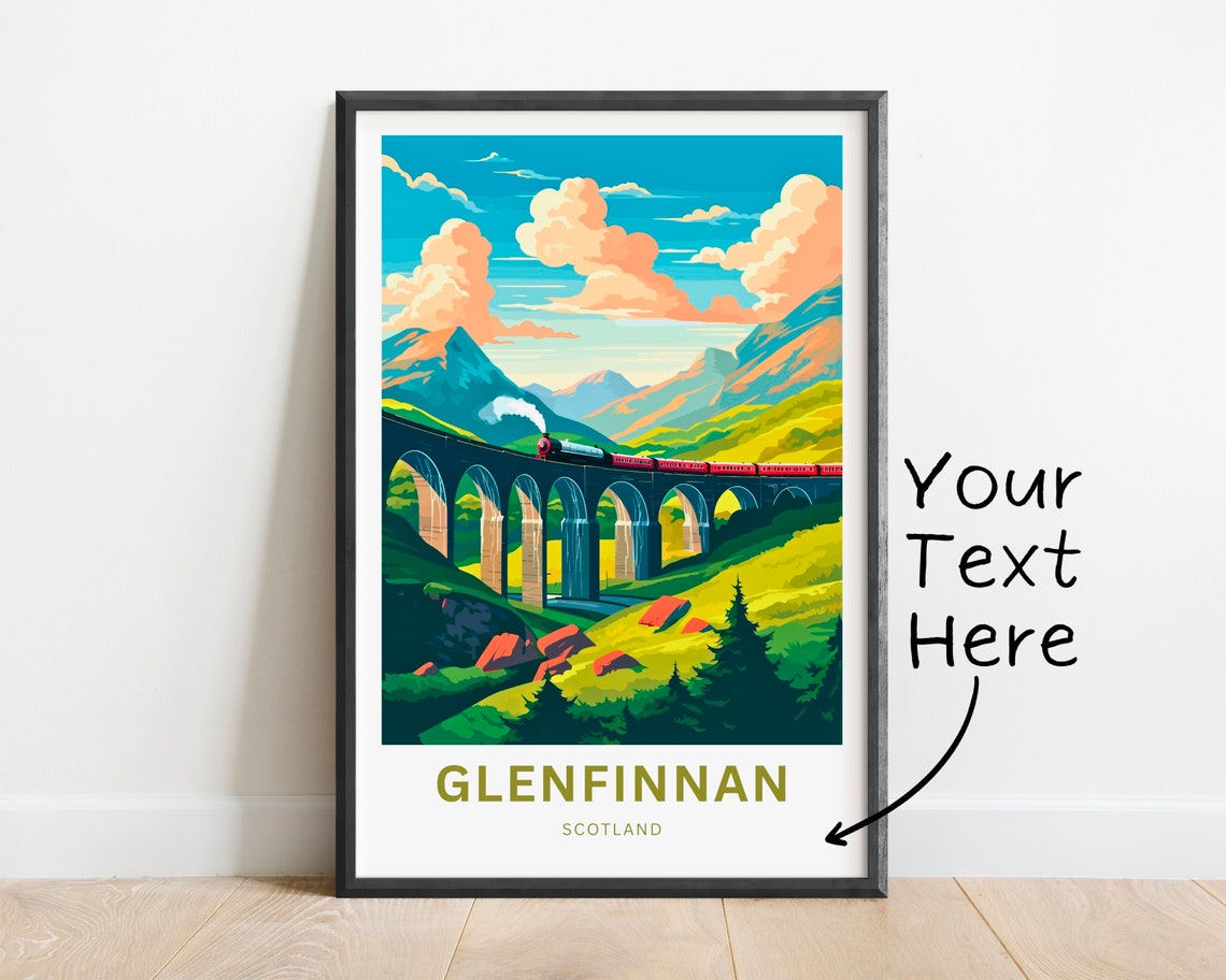 Glenfinnan Scotland Steam Train Viaduct Personalized Travel Poster