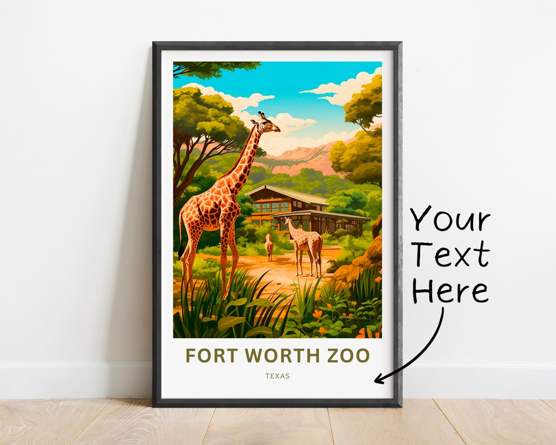 Fort Worth Zoo Giraffes Texas Wildlife Savanna Personalized Poster