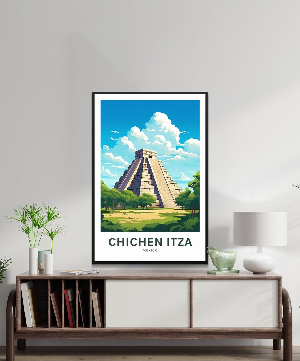 Chichen Itza Mexico El Castillo Pyramid Custom Text Travel Poster - Image 2