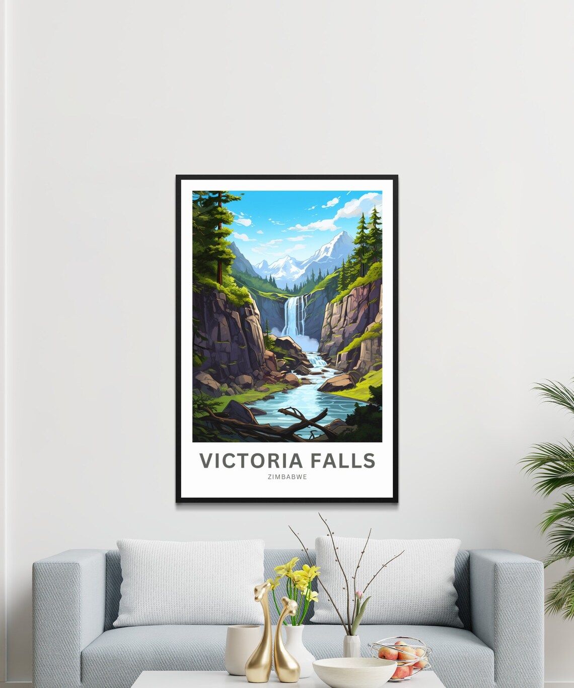 Personalized Victoria Falls Zimbabwe Rocky Gorge Falls Vintage Poster - Image 3