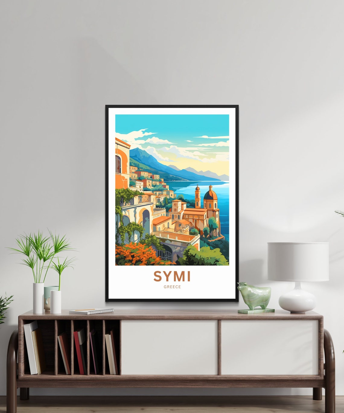 Personalized Symi Greece Harbor Town Church Sea View Travel Poster - Image 2