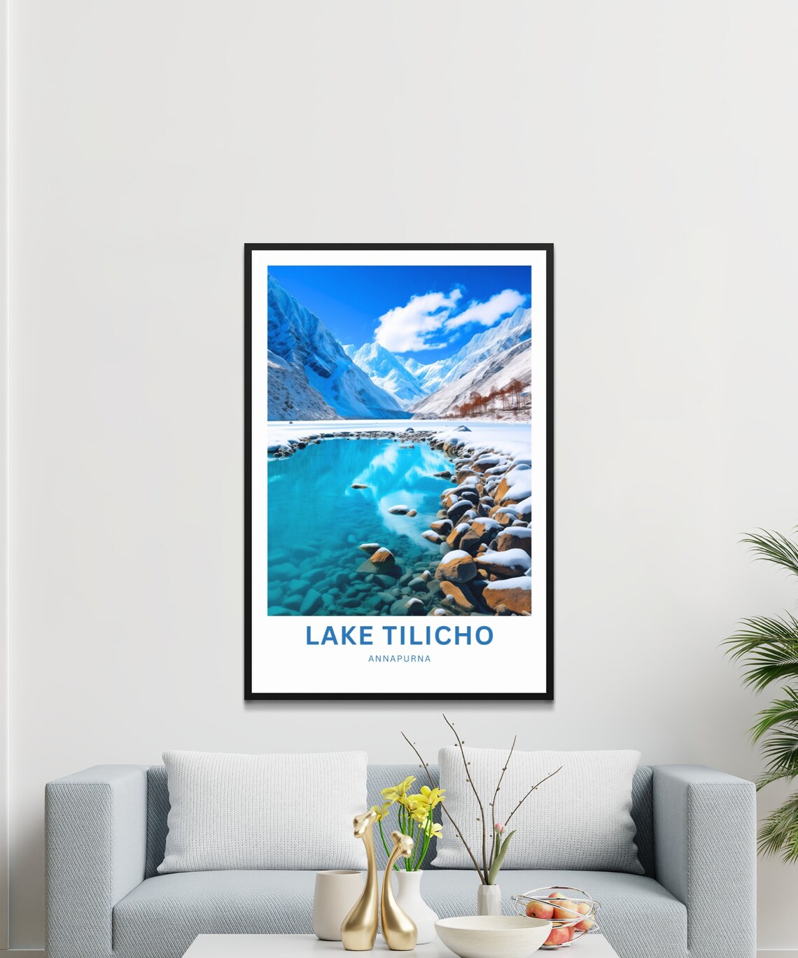 Lake Tilicho Annapurna Nepal Snowy Turquoise Lake Travel Poster - Image 3