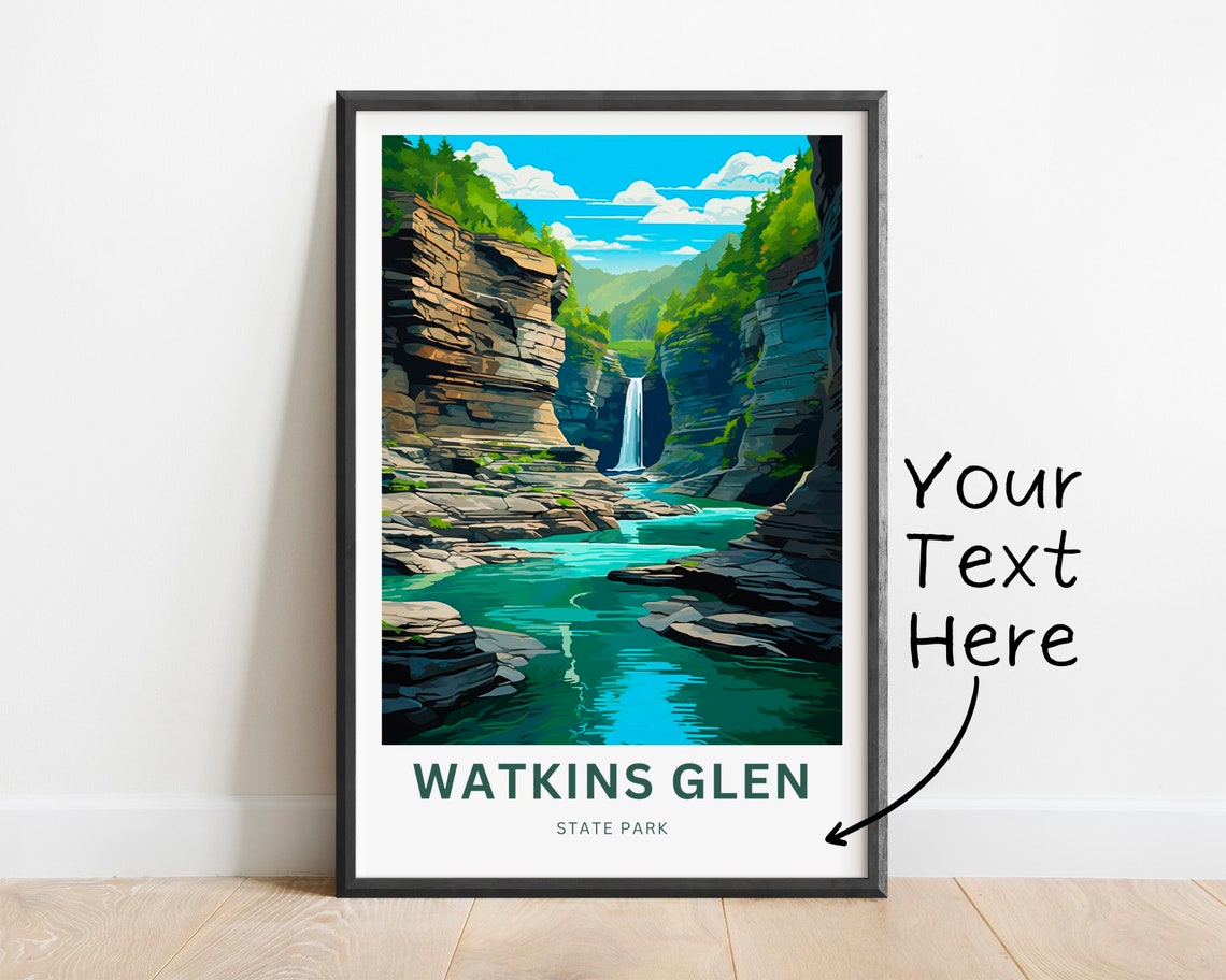 Watkins Glen State Park Waterfall Gorge Rock Cliffs Travel Poster