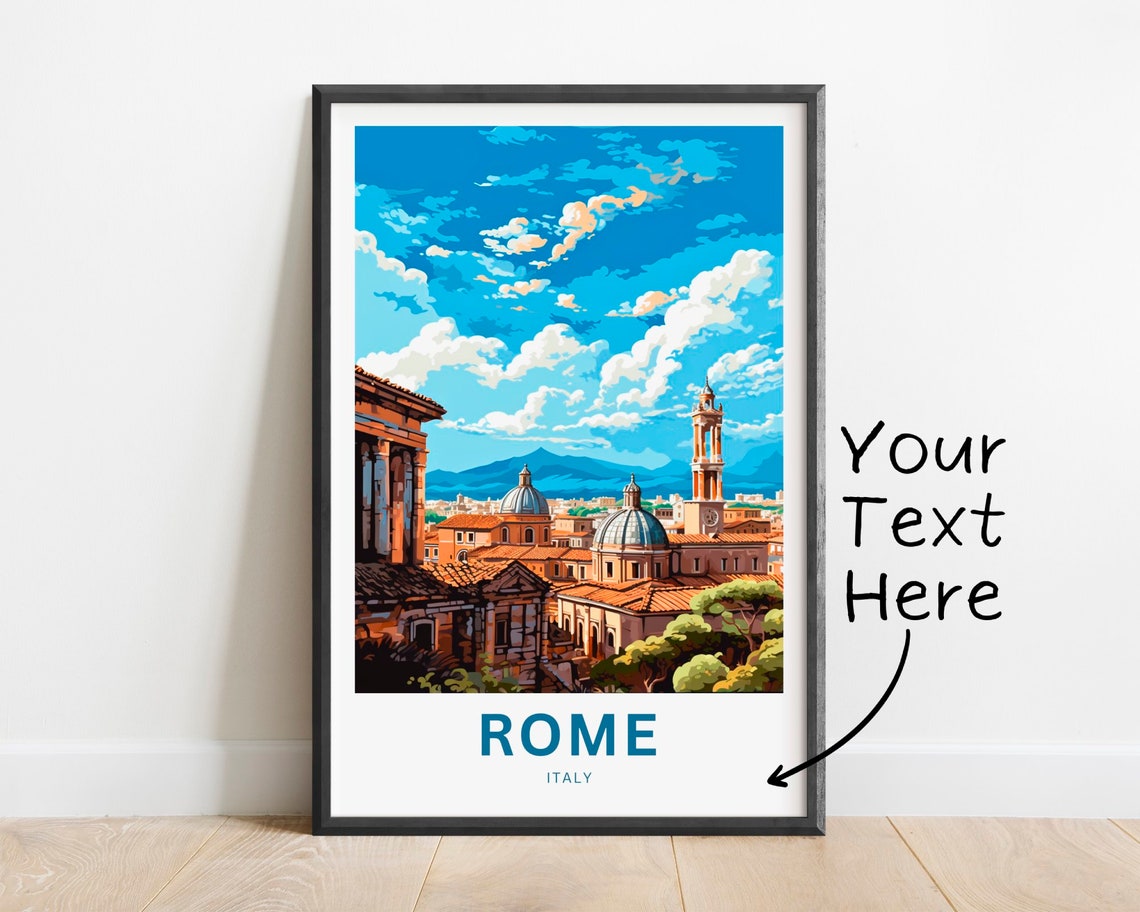 Rome Italy Rooftop Dome Skyline View Personalized Travel Poster