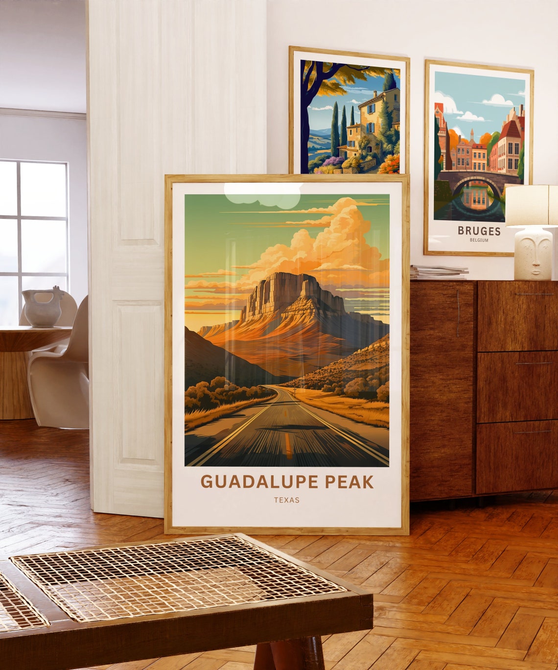 Personalized Guadalupe Peak Texas Desert Road Custom Text Poster - Image 5
