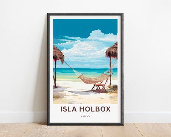 Isla Holbox Travel Print Isla Holbox Poster Mexico Wall Art Framed Present Gift Mexico Present