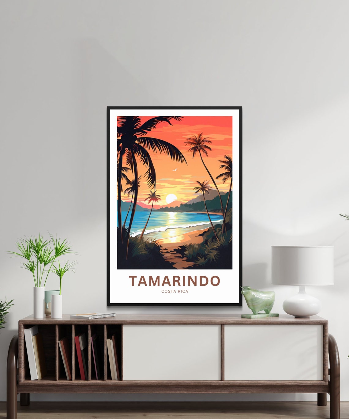 Tamarindo Costa Rica Custom Text Beach Sunset Palms Travel Poster - Image 2