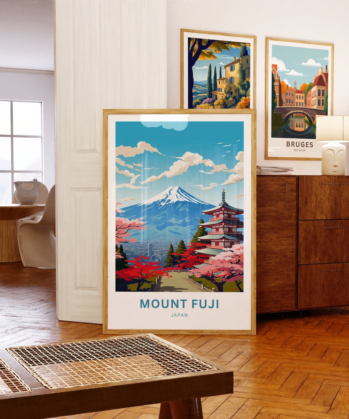 Mount Fuji Japan Red Pagoda Cherry Blossom Spring Travel Poster - Image 5