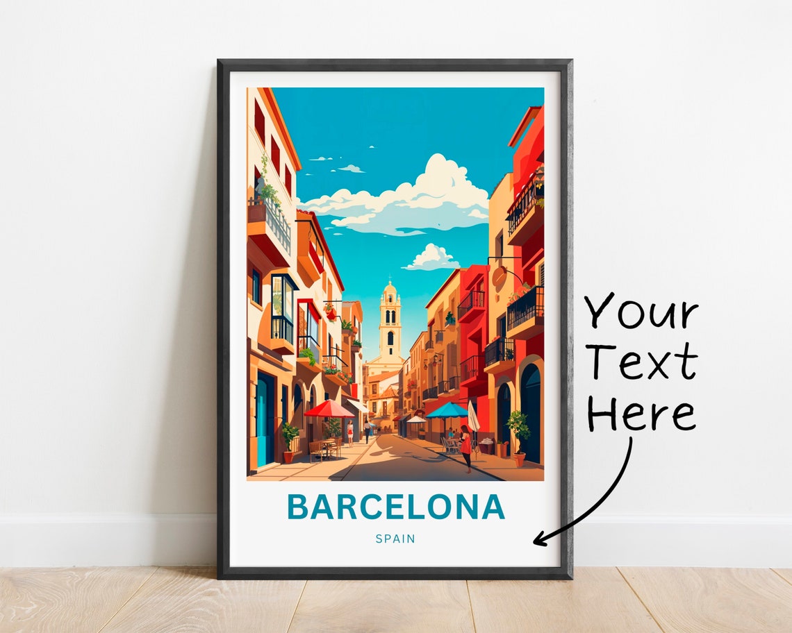 Personalized Barcelona Spain Sunlit Bell Tower Street Poster