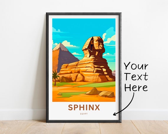 Personalized Sphinx Travel Print Sphinx Poster Egypt Wall Art Framed Present Gift Egypt Present Decor Custom Text