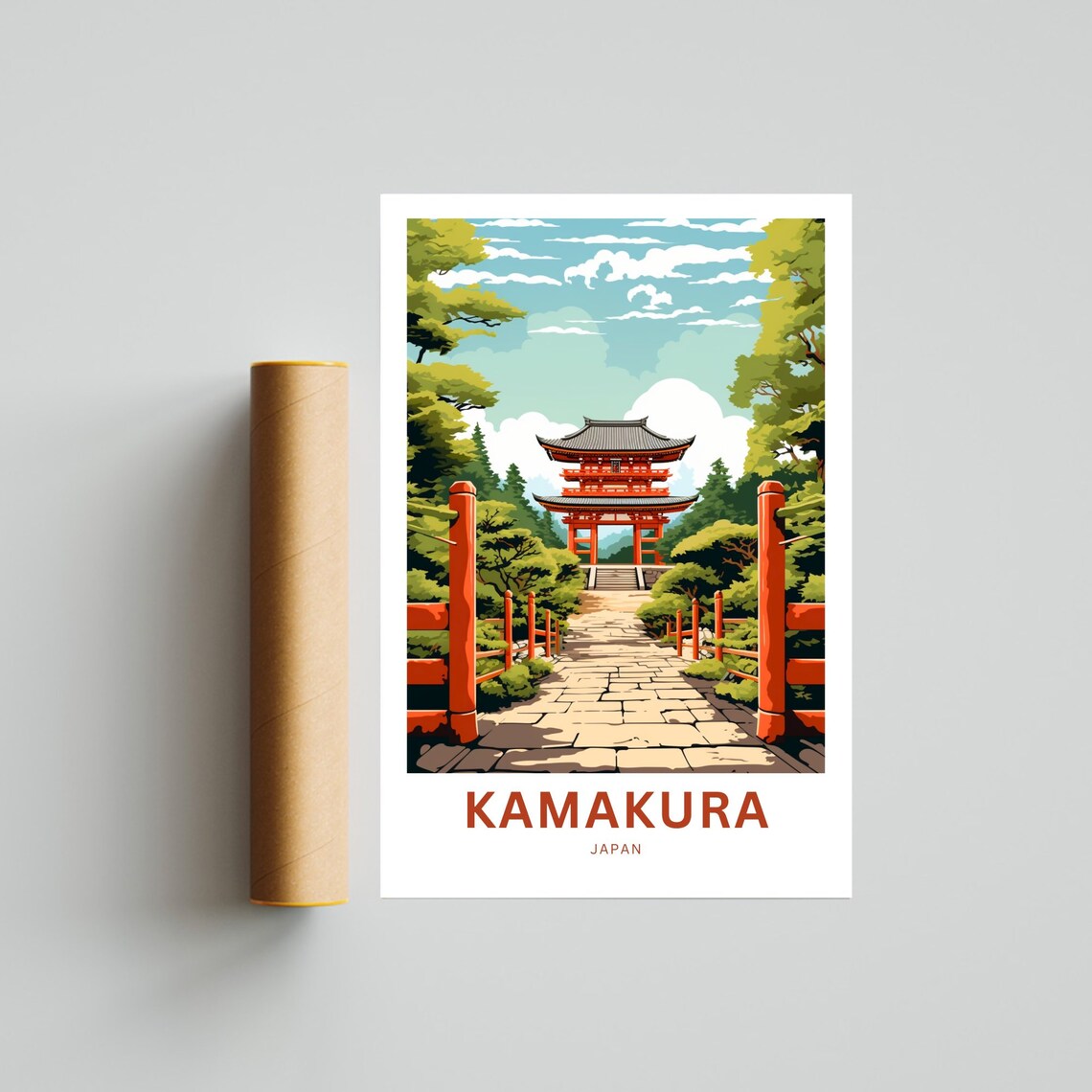Kamakura Japan Temple Pagoda Garden Stone Path Travel Poster - Image 4