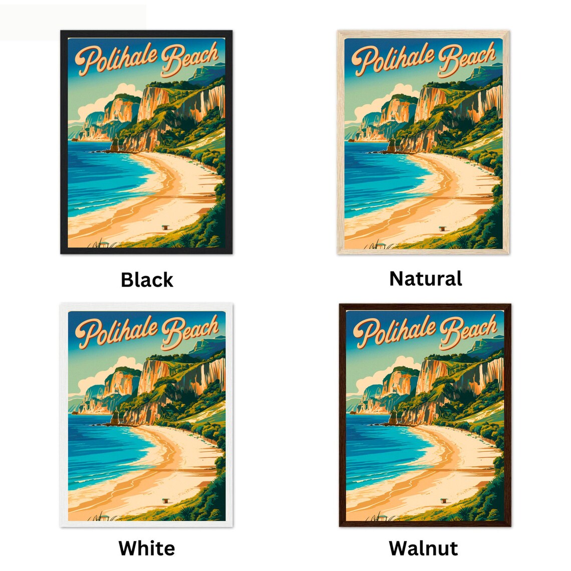 Polihale Beach Vintage Travel Poster, Hawaii Landscape - Image 4