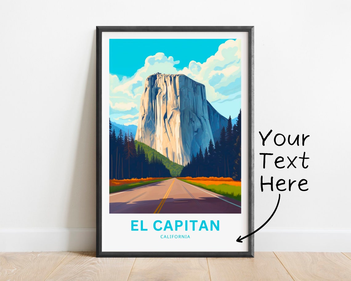 Personalized El Capitan Yosemite Granite Cliff Roadside Travel Poster