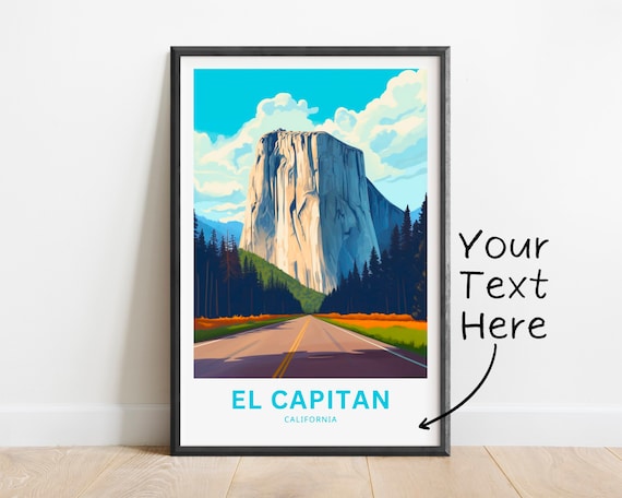 Personalized El Capitan Yosemite Granite Cliff Roadside Travel Poster