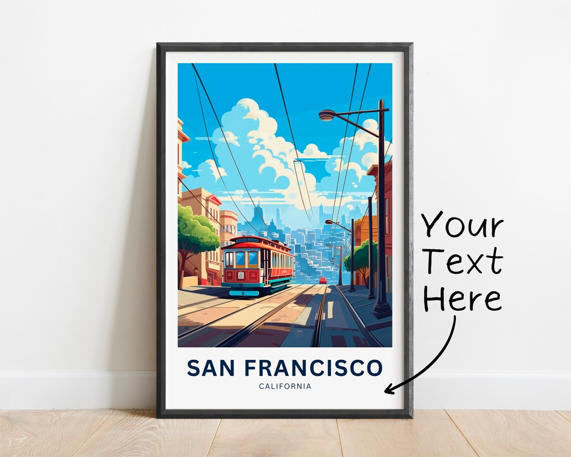 San Francisco California Cable Car Street Personalized Poster