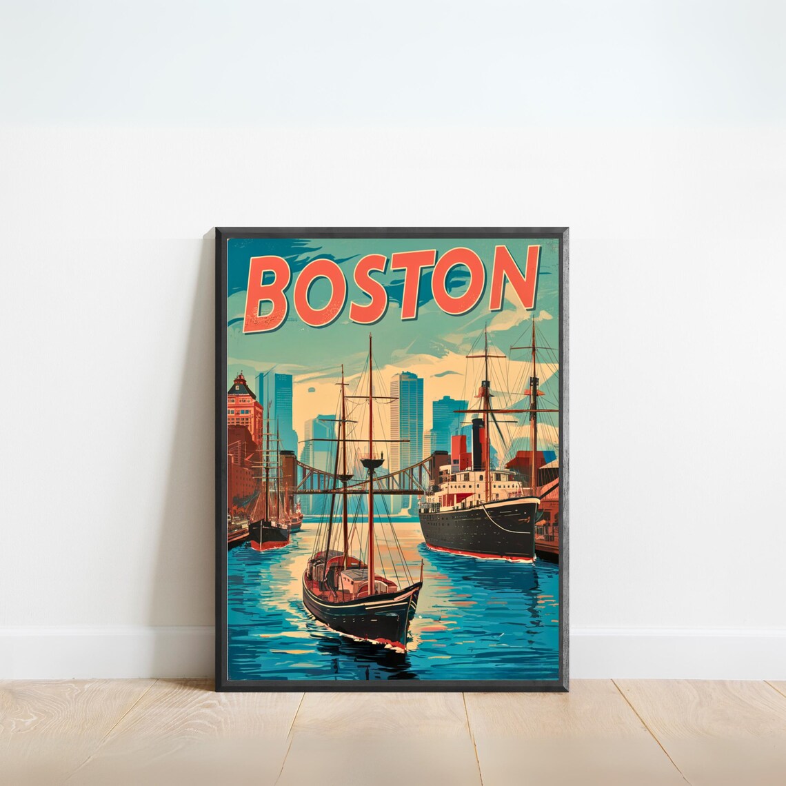 Boston Vintage Travel Poster, United States Art Print