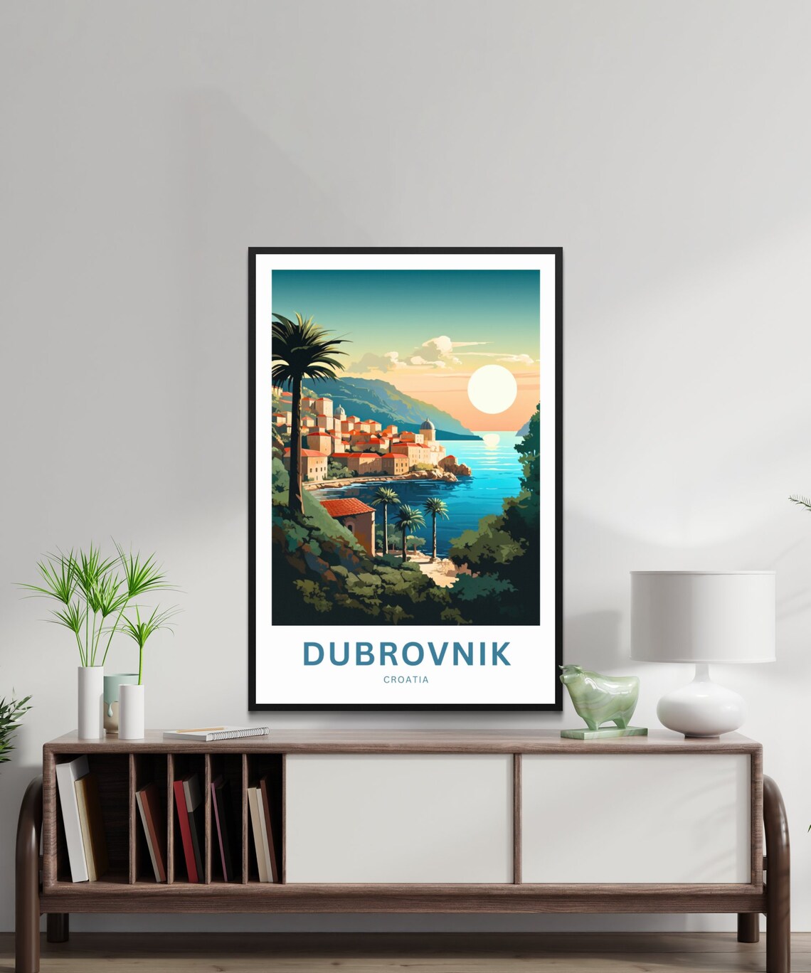 Dubrovnik Croatia Sunset Old Town Rooftops Adriatic Sea Travel Poster - Image 3