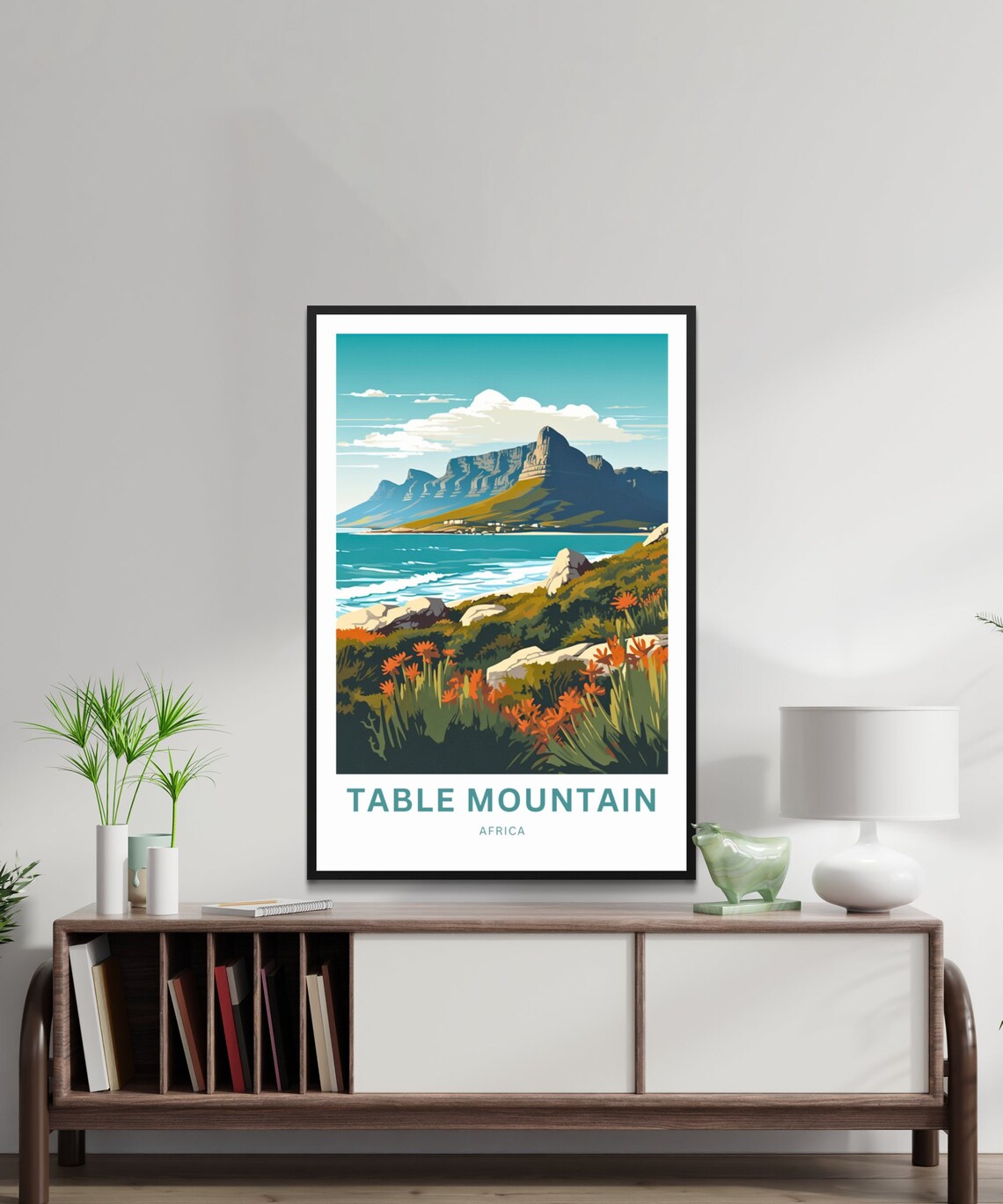 Table Mountain South Africa Coastal Wildflowers Scenic Travel Poster - Image 2