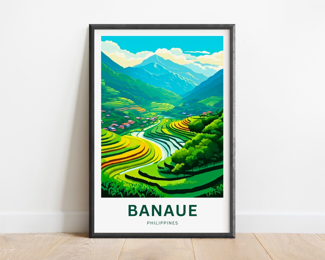 Banaue Philippines Terraced Rice Valley Village Travel Poster