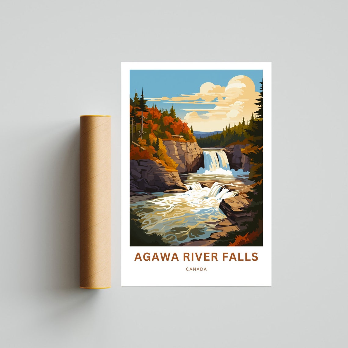 Agawa River Falls Canada Canyon Waterfall Rapids Travel Poster - Image 4