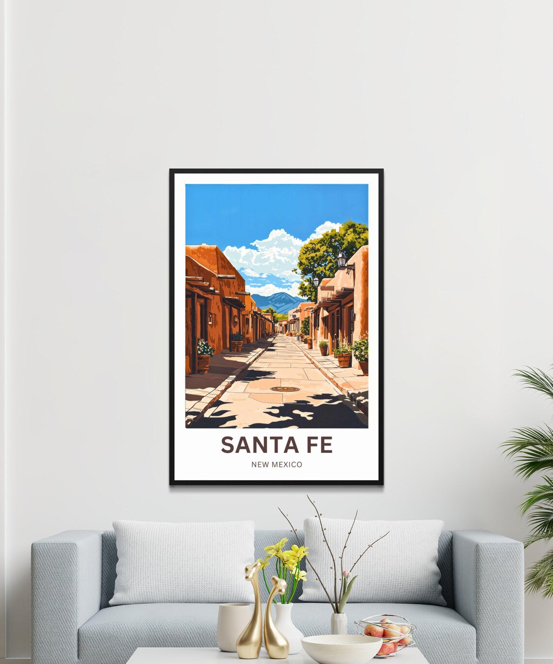 Santa Fe Adobe Street Vintage Travel Poster Southwest Desert Home Decor - Image 4