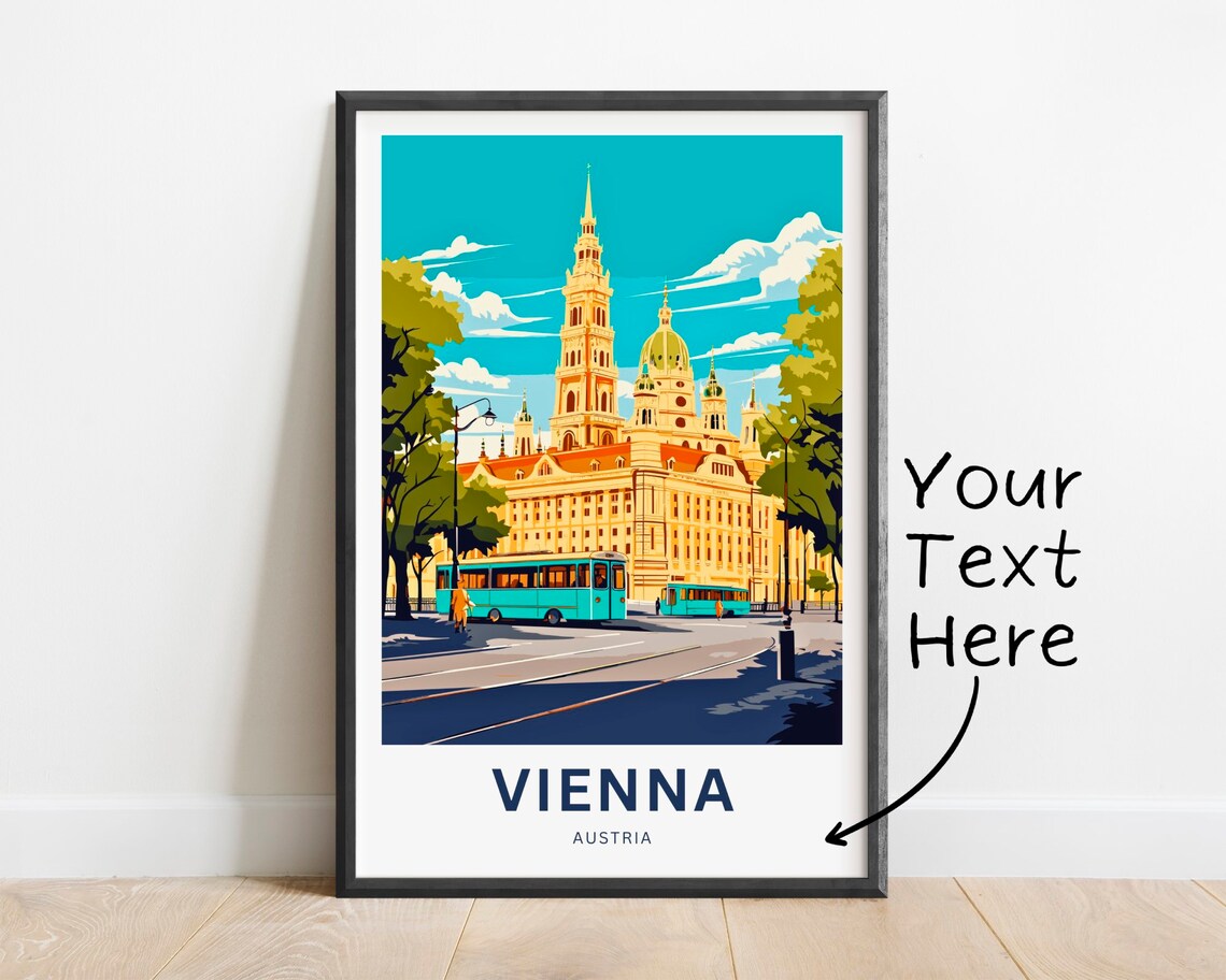 Personalized Vienna Austria City Hall Tram Custom Travel Poster