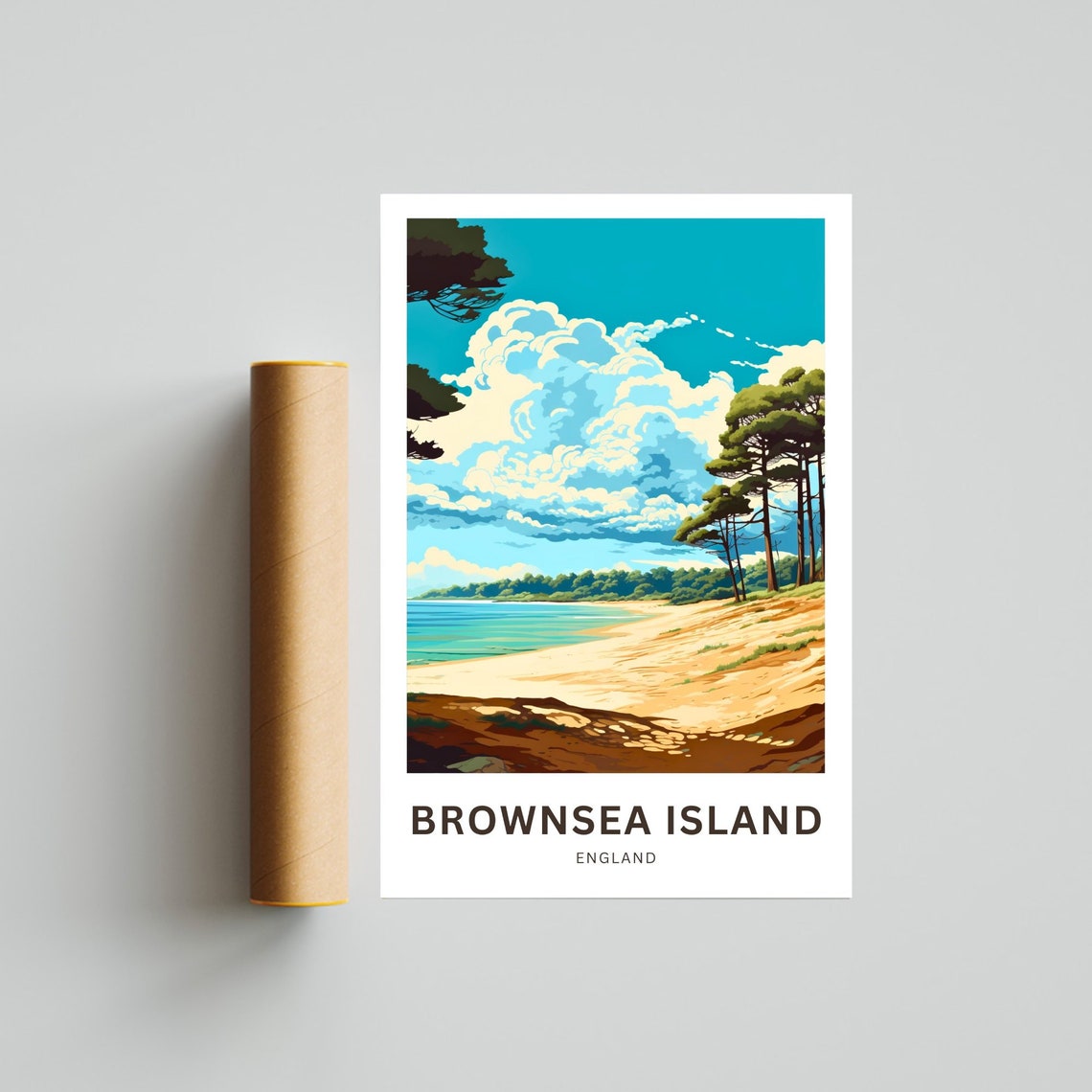 Brownsea Island England Scenic Sandy Beach Pine Trees Travel Poster - Image 4