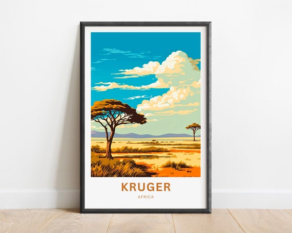 Kruger Travel Print Kruger Poster Africa Wall Art Framed Present Gift Africa Present