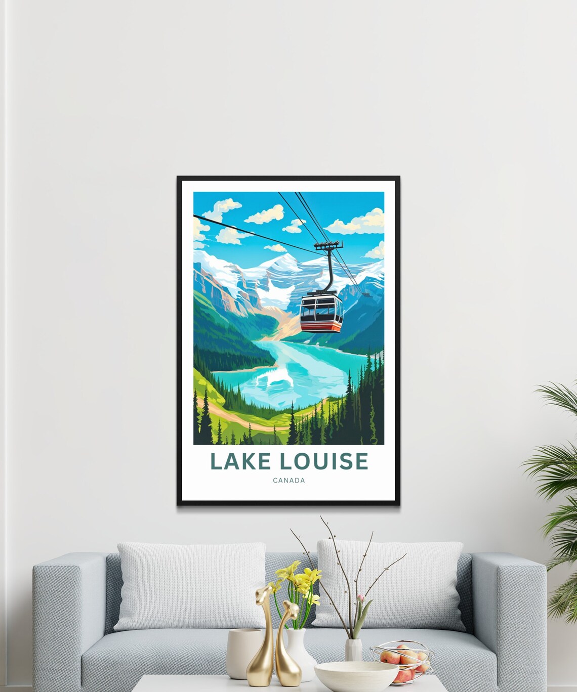 Personalized Lake Louise Canada Travel Poster Gondola Alpine Lake View - Image 3