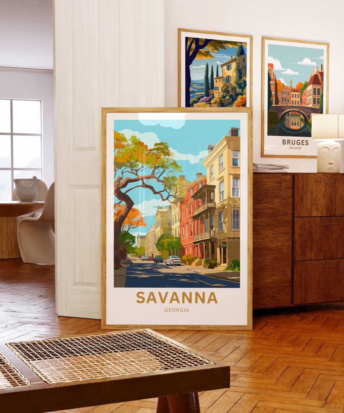 Savanna Georgia Personalized Travel Poster Historic Street Scene Art - Image 5