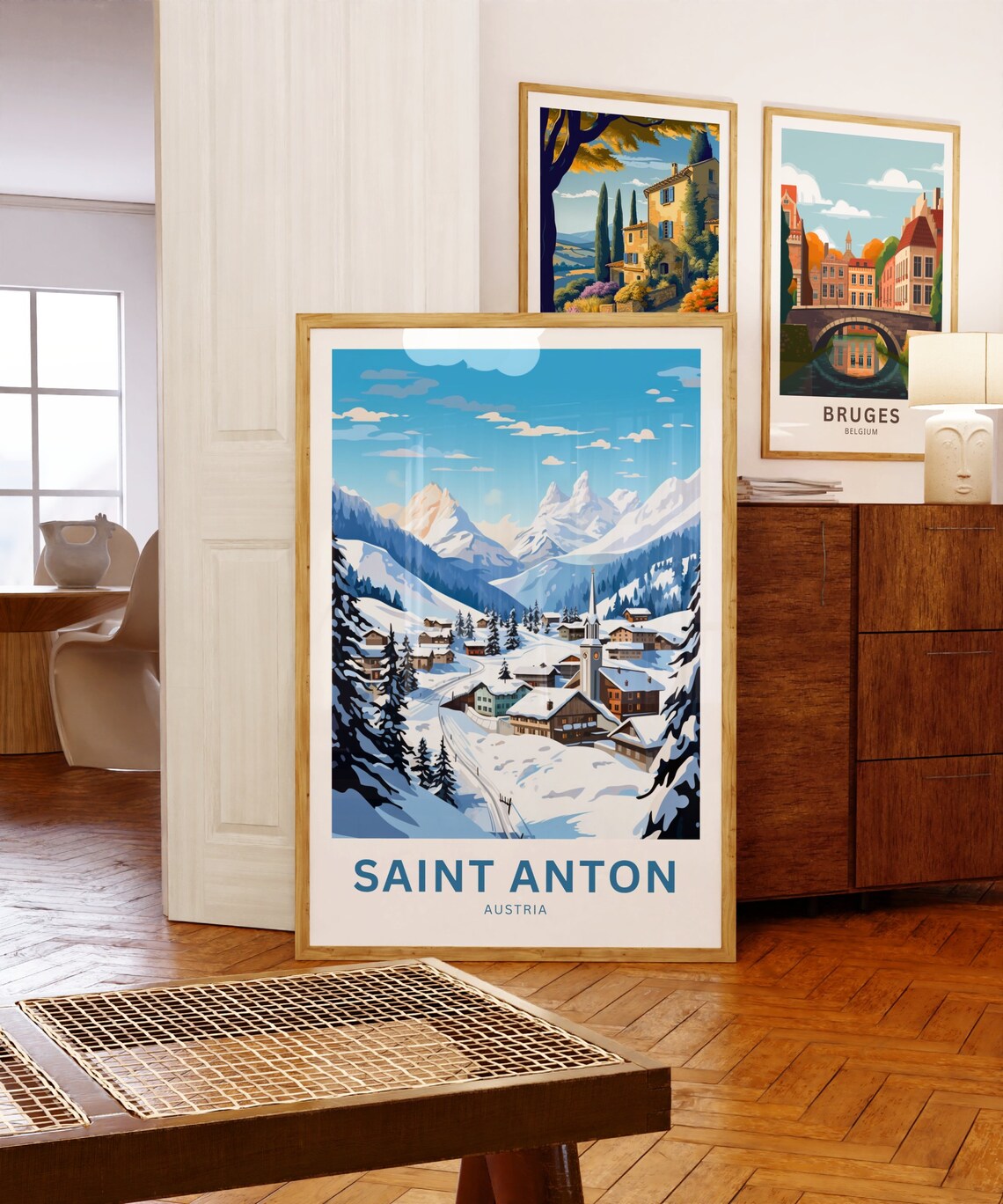 Saint Anton Austria Alpine Ski Village Snow Personalized Poster - Image 5
