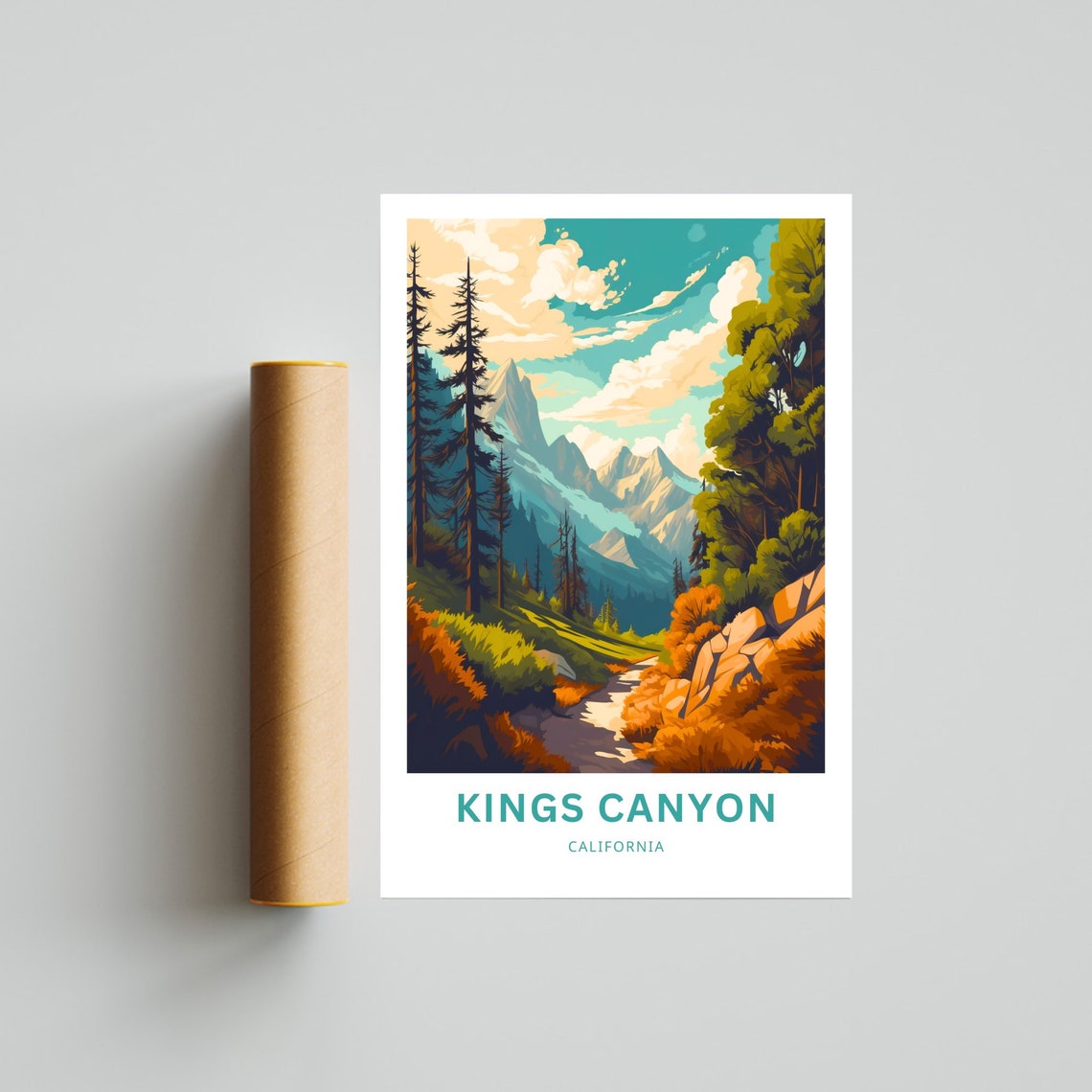 Kings Canyon California Alpine Mountain Trail Retro Travel Poster - Image 4