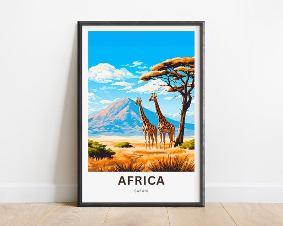 Africa Safari Travel Print Africa Safari Poster African Wall Art Framed Present Gift Africa Present