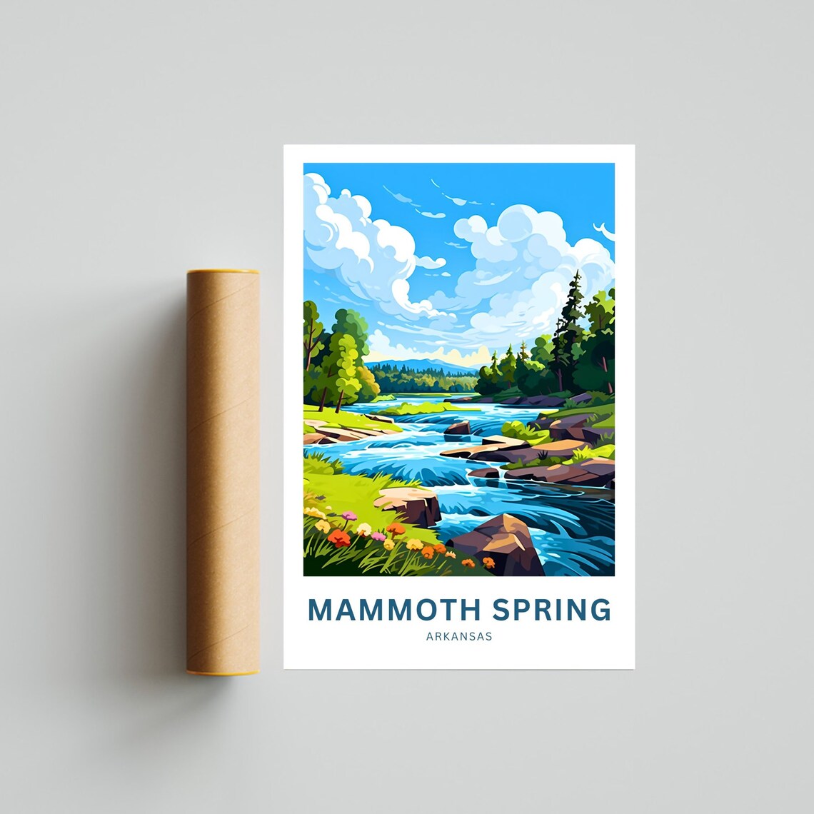 Mammoth Spring Arkansas River Rapids Wildflower Banks Travel Poster - Image 4