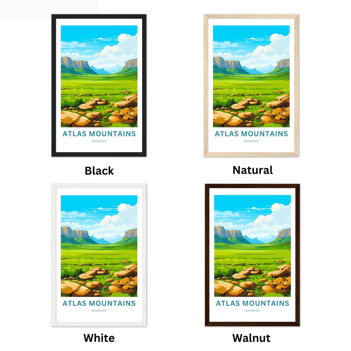 Atlas Mountains Morocco Rocky Valley Cliffs Personalized Art Poster - Image 2