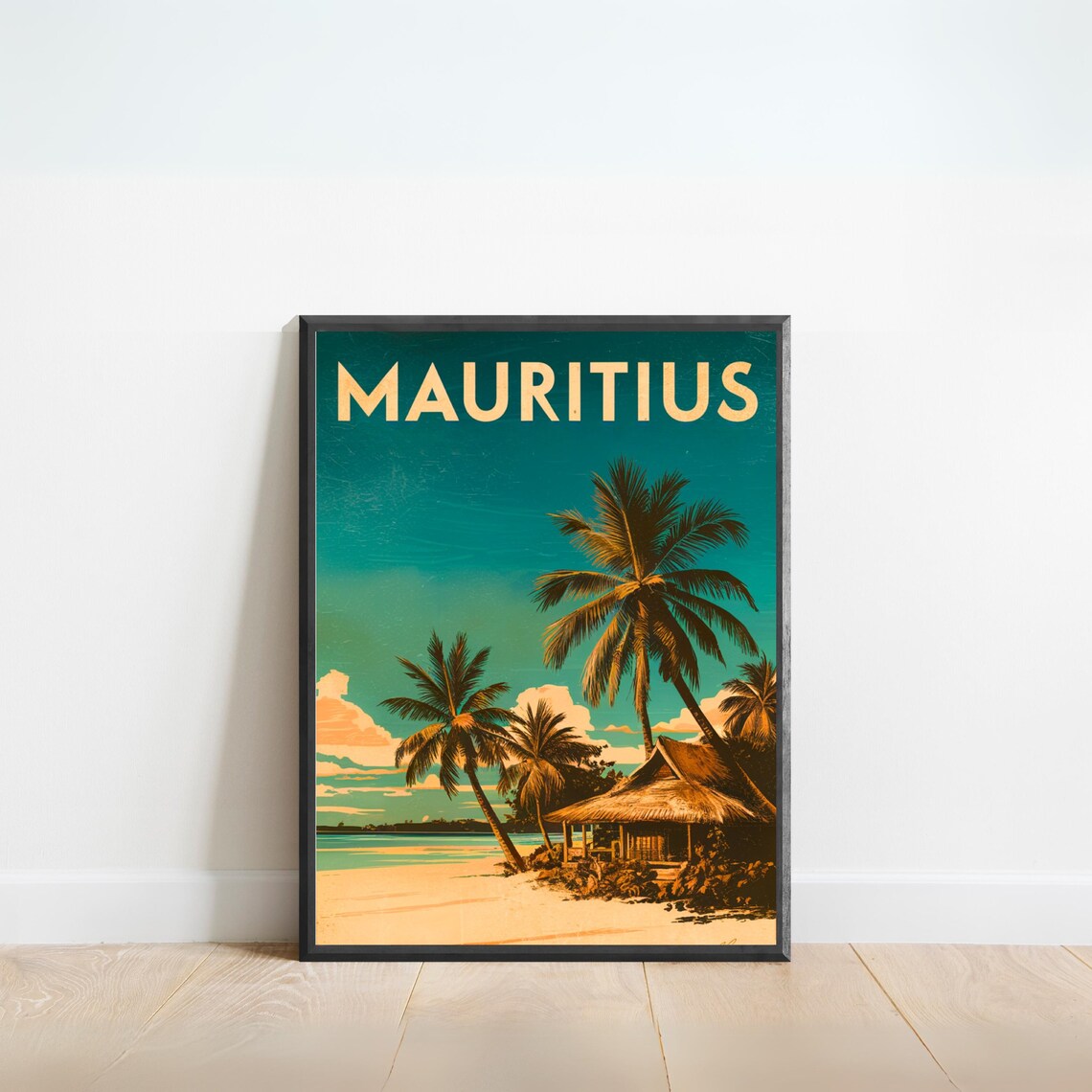 Mauritius Minimalist Art Print, Tropical Island