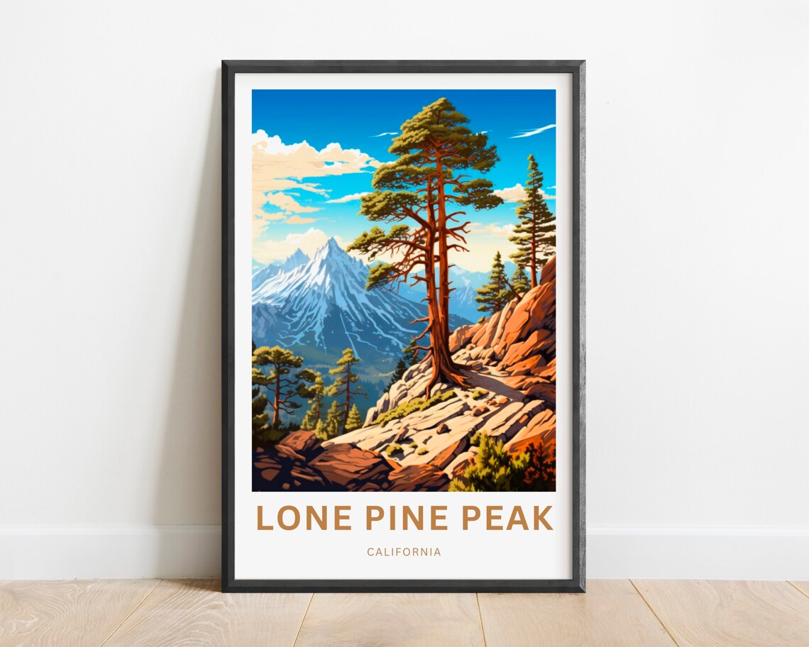 Lone Pine Peak California Red Rock Pines Retro Style Travel Poster