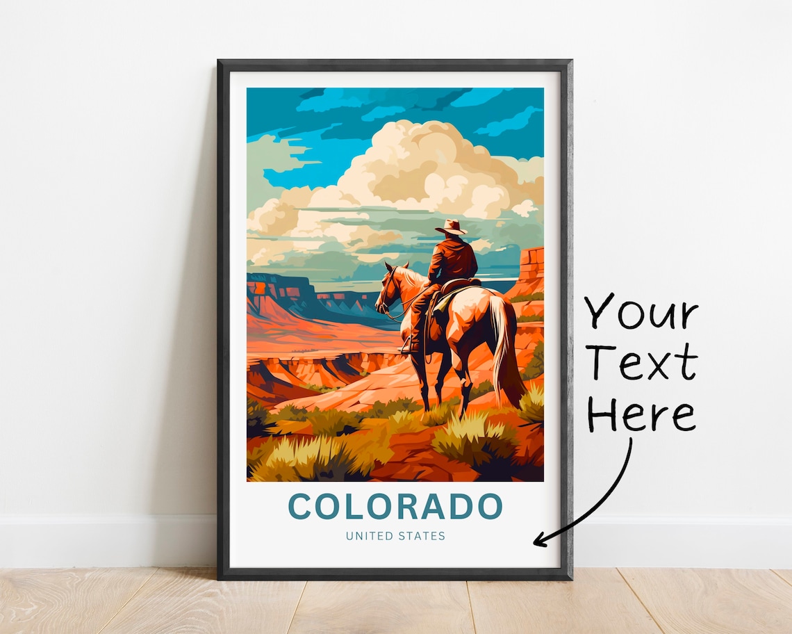 Colorado Cowboy Horseback Red Canyon Desert Sunset Travel Poster - Image 2