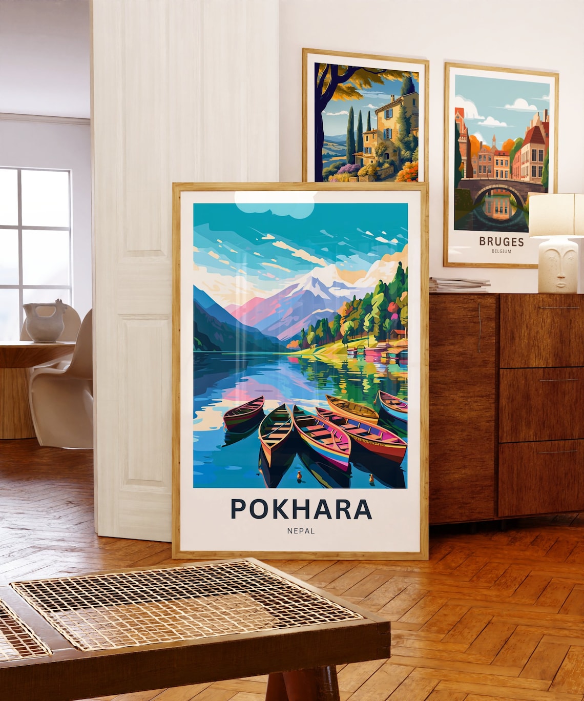 Pokhara Nepal Personalized Himalayan Lake Boats Travel Poster - Image 5
