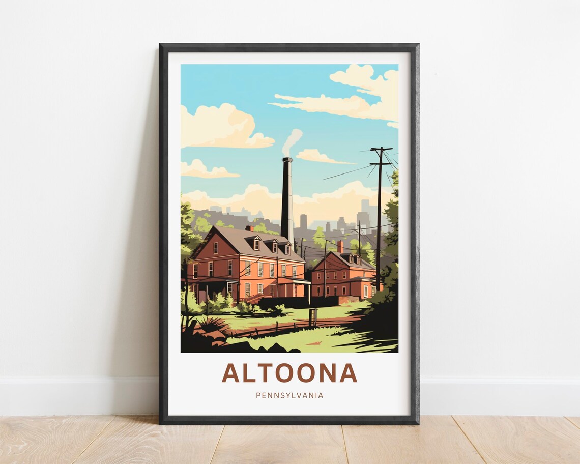 Altoona Pennsylvania Historic Brick Industrial Town Travel Poster