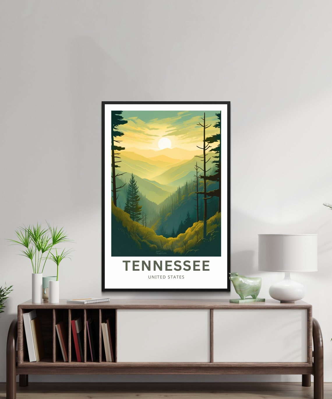 Personalized Tennessee Misty Mountains Morning Illustrated Poster - Image 2
