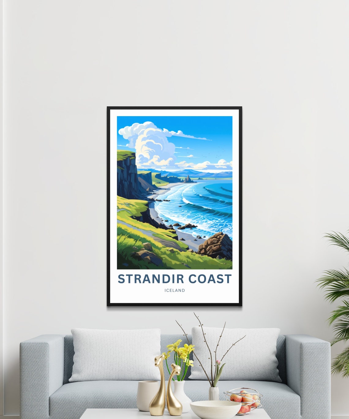 Strandir Coast Iceland Ocean Cliffs Beach Bright Travel Poster - Image 3